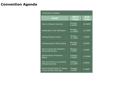 schedule screenshot