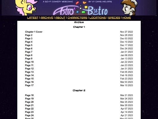 astrobistro/archive screenshot