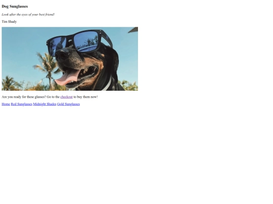 shady shop/pages/dogsunglasses screenshot