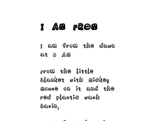 Poem/i am from screenshot