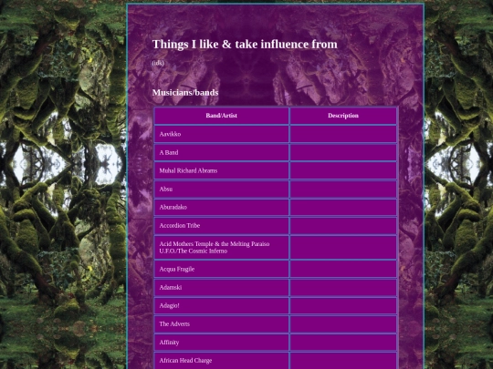 influences screenshot
