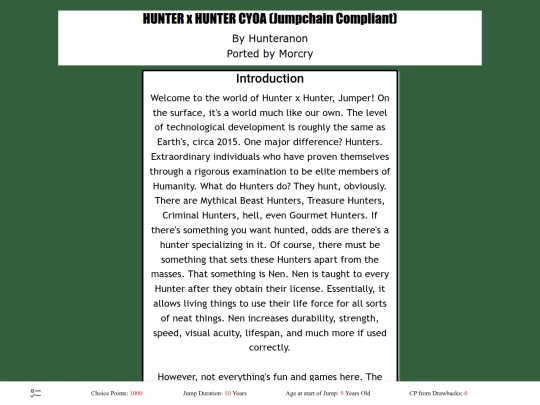 CYOA/Hunter-X-Hunter screenshot