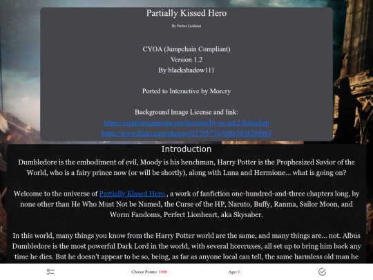 CYOA/Partially_Kissed_Hero screenshot