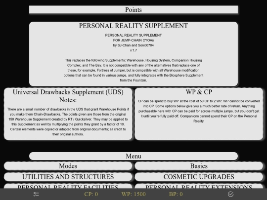 Supplements/PersonalRealityWIP screenshot