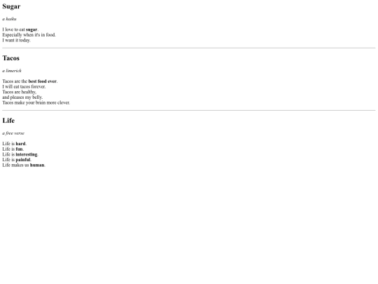 poemWebpage screenshot