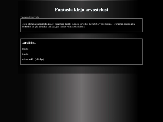 kirjalajittelu/fantasia screenshot