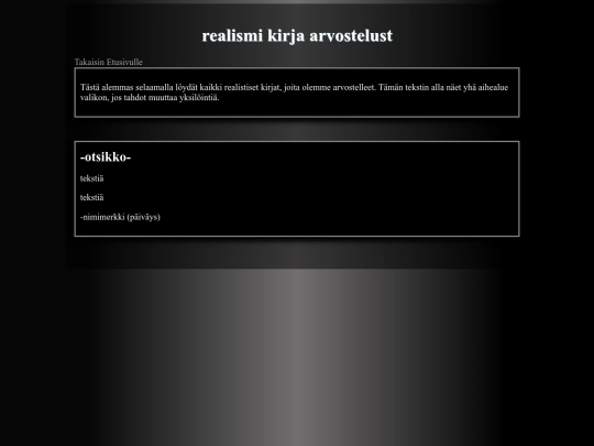 kirjalajittelu/realismi screenshot