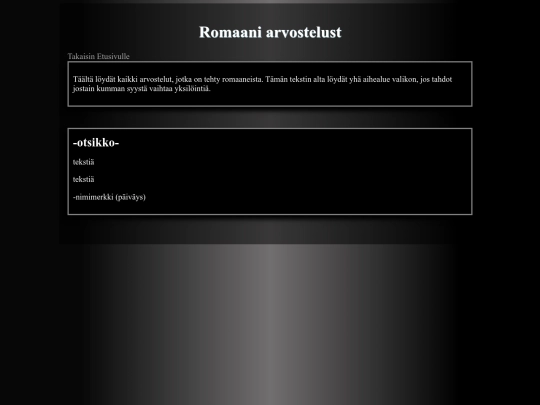 kirjalajittelu/romaanit screenshot