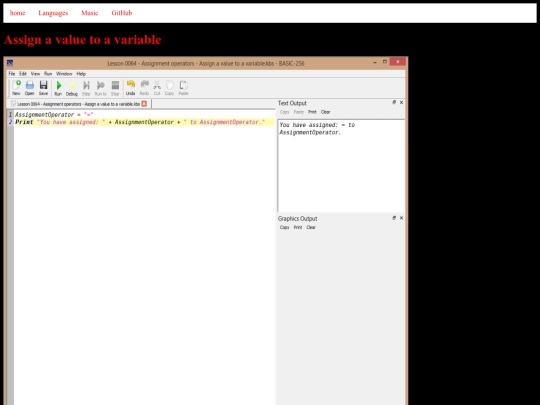 basic256tutorials/examples/lesson-0064-assign-a-value-to-a-variable screenshot