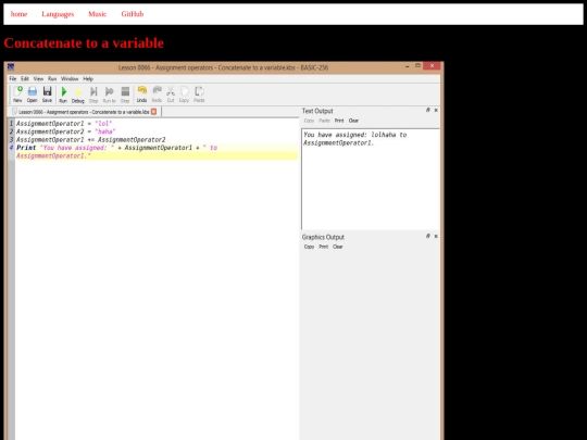 basic256tutorials/examples/lesson-0066-concatenate-to-a-variable screenshot