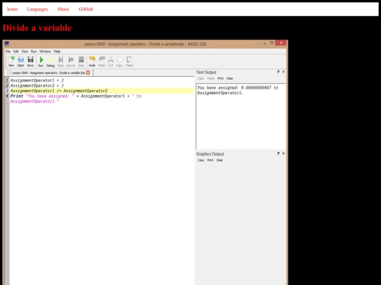 basic256tutorials/examples/lesson-0069-divide-a-variable screenshot