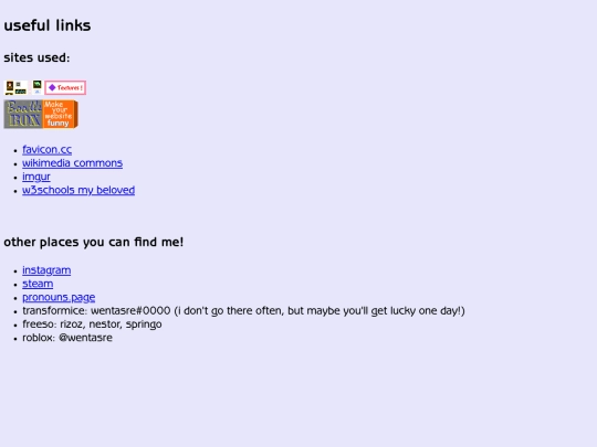 links screenshot