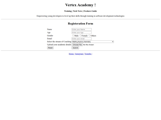 Virtex Academy/register screenshot