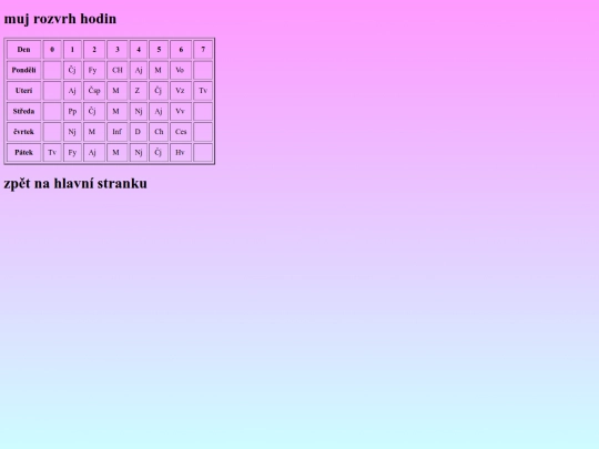 rozvrh screenshot