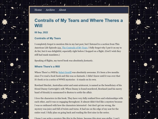 posts/2022-09-08-Contrails-of-My-Tears-and-Where-Theres-a-Will screenshot