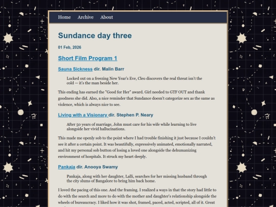 posts/2026-02-01-Sundance-day-three screenshot