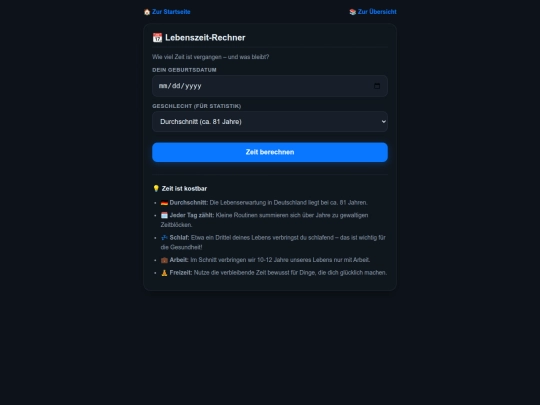 Lebenszeitrechner screenshot