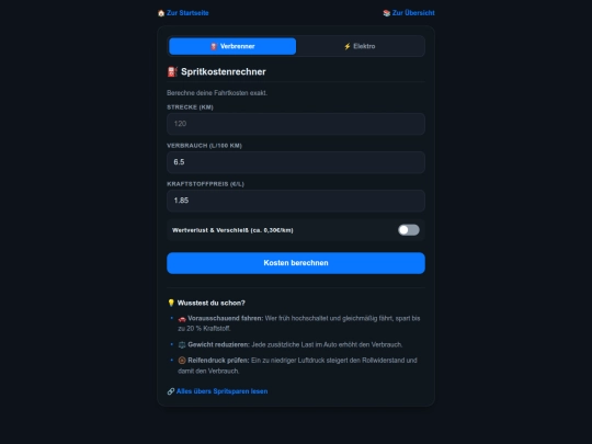 Spritkostenrechner screenshot