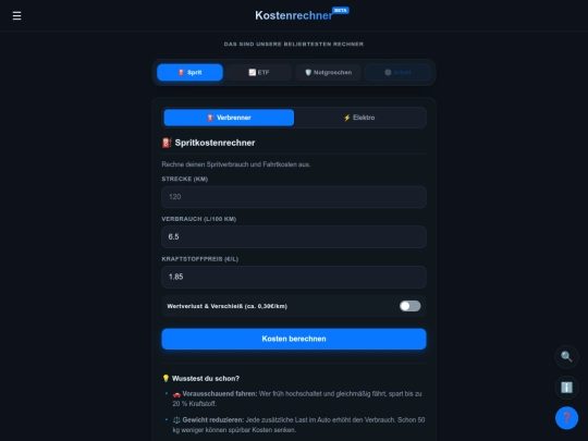 Test/TestKostenrechner screenshot