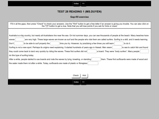 READING TEST/TEST28READING1 screenshot