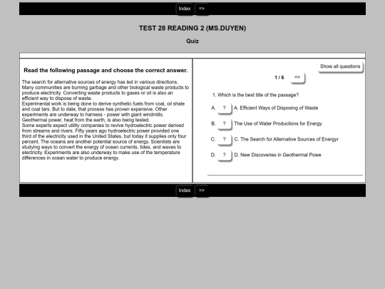READING TEST/TEST28READING2 screenshot