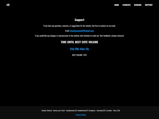 support screenshot