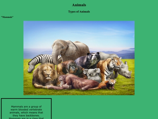 animalspage screenshot