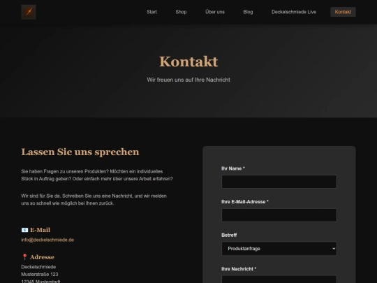pages/contact screenshot