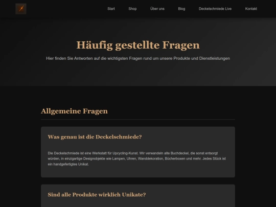 pages/faq screenshot