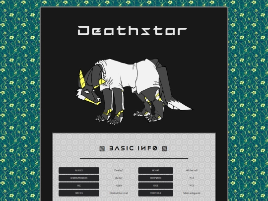 My ocs/Character bio pages/Retired characters/Deathstar screenshot