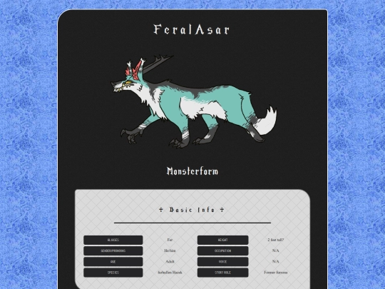 My ocs/Character bio pages/Retired characters/FeralAsar screenshot