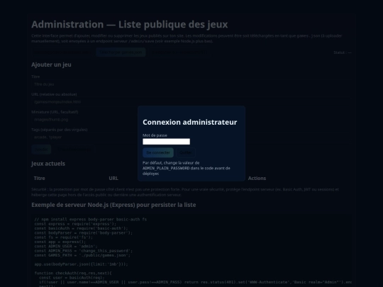 admin screenshot