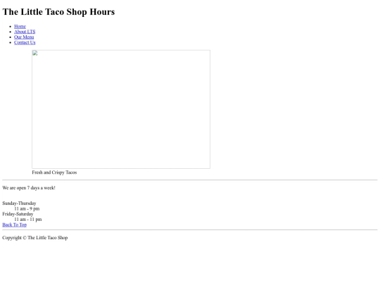 taco shop/about screenshot