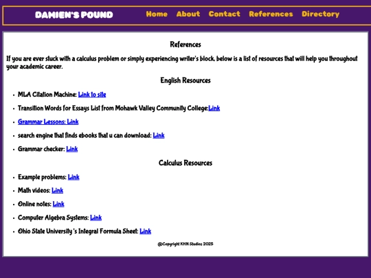 References screenshot