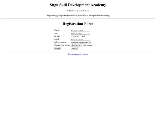 StudentRegistrationForm/register form screenshot