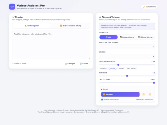vorlese-assistent screenshot