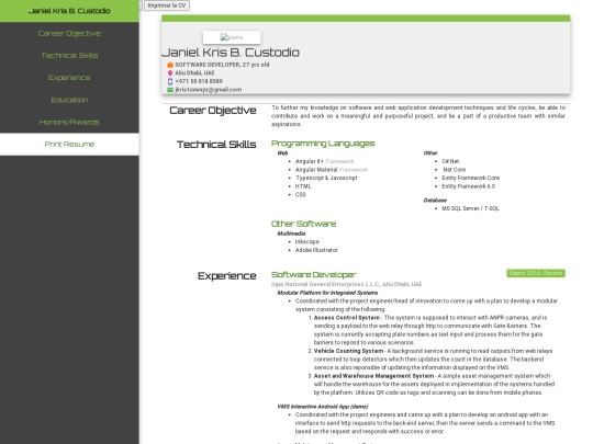 CV screenshot