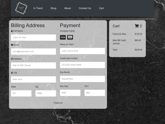 html/checkout screenshot