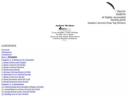 books/101HabitsofHighlySuccessfulNovelists-AndrewMcAleer screenshot