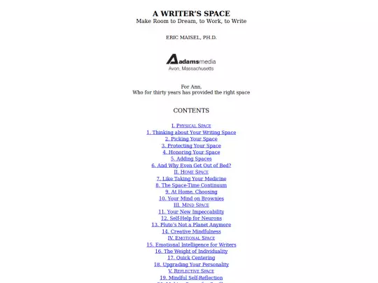 books/AWritersSpace-EricMaisel screenshot