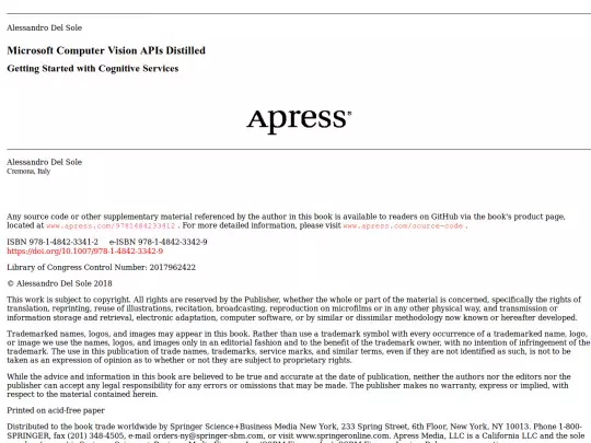 books/MicrosoftComputerVisionAPIsDistilled-AlessandroDelSole screenshot
