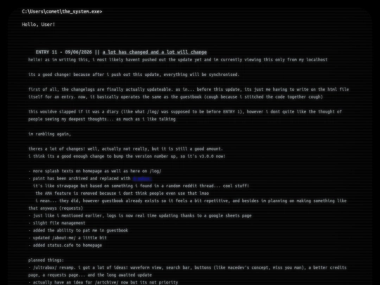 log screenshot
