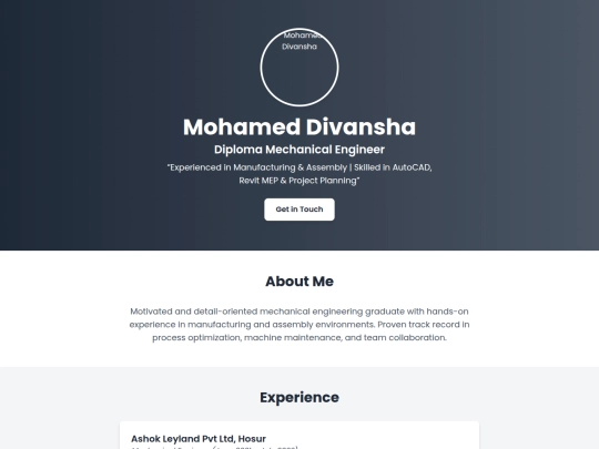 DivanSha's Portfolio/MyPortfolio screenshot