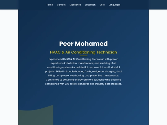Peer Mohamed/Portfolio screenshot