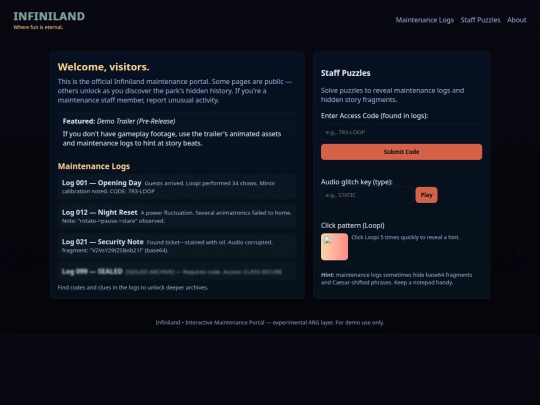 Infinilandsite screenshot
