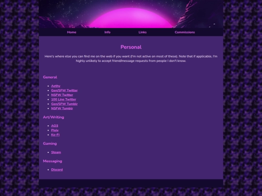 pages/links/personal screenshot