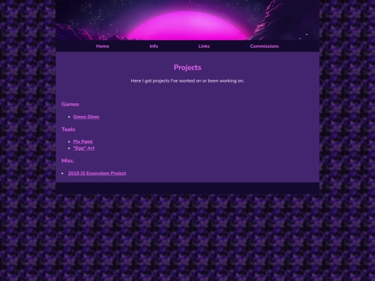 pages/links/projects screenshot