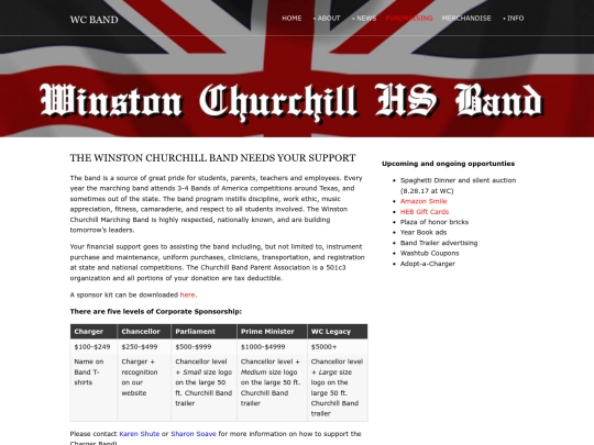 WCBand/fundraising screenshot