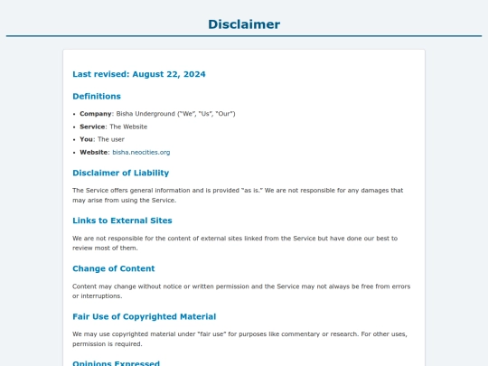 disclaimer screenshot