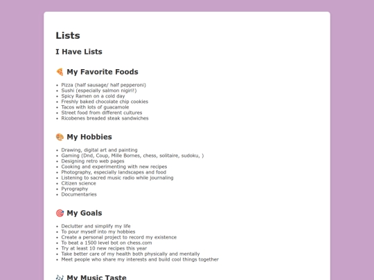 lists screenshot